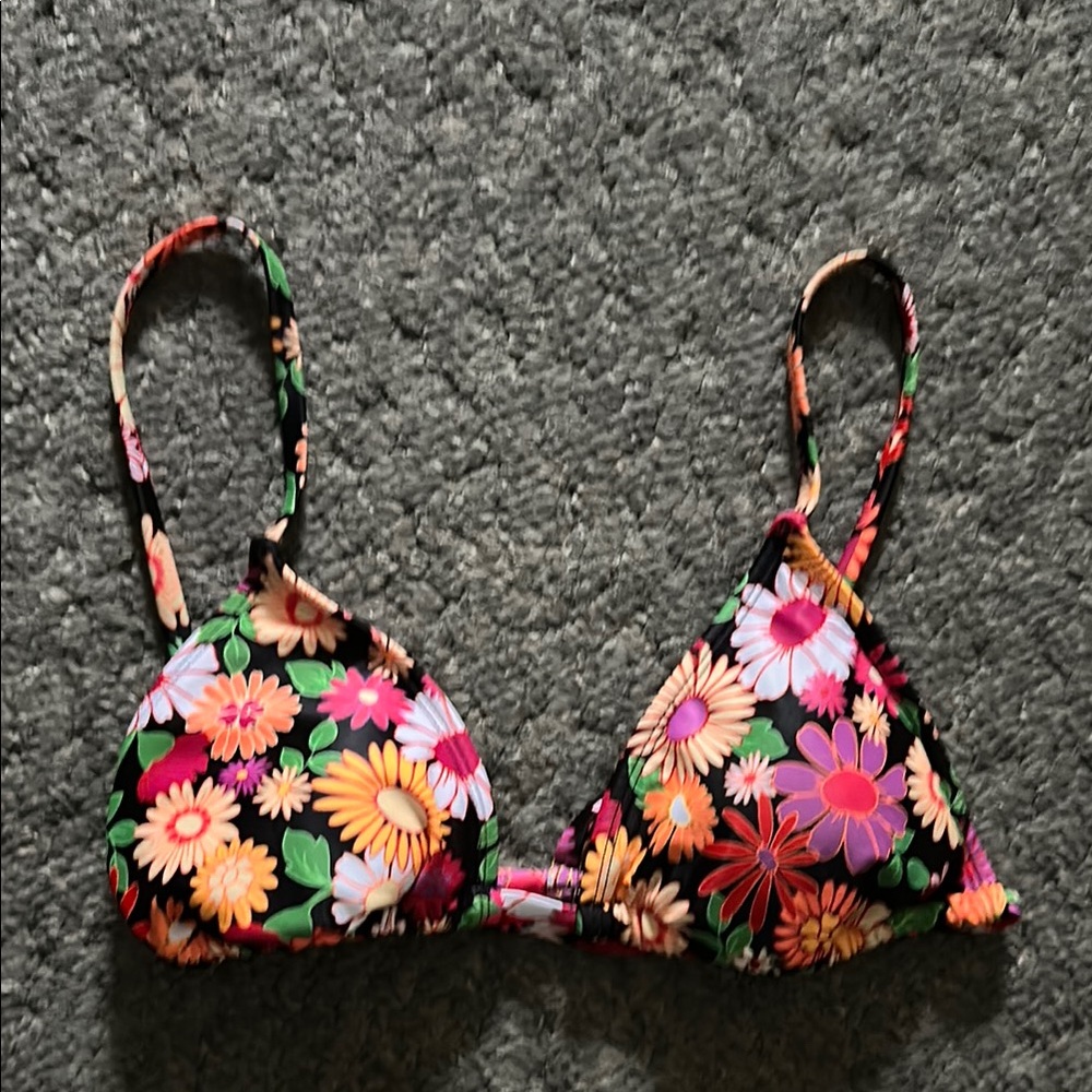 Xhiliration Floral Triangle Bikini Top